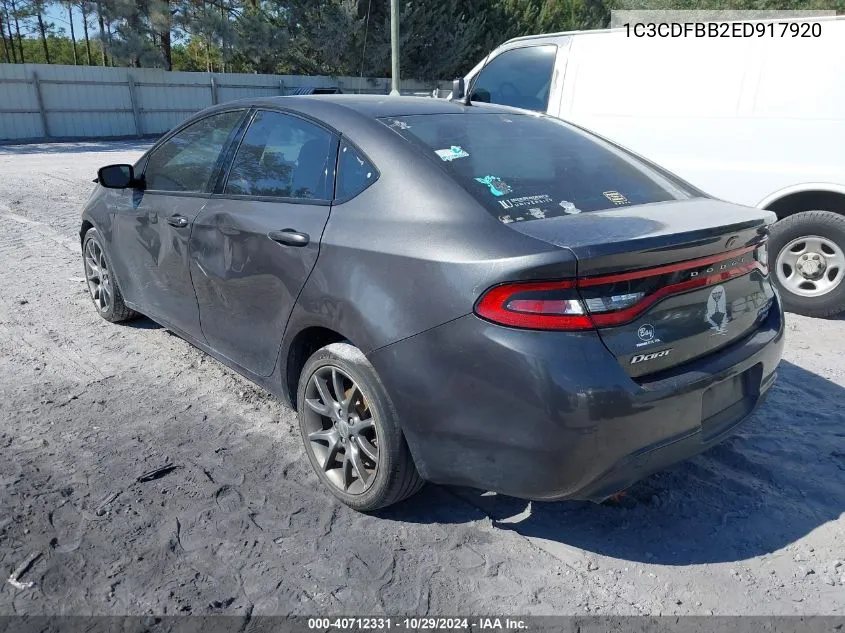 1C3CDFBB2ED917920 2014 Dodge Dart Sxt