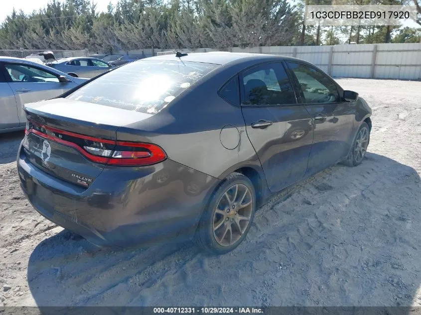 1C3CDFBB2ED917920 2014 Dodge Dart Sxt