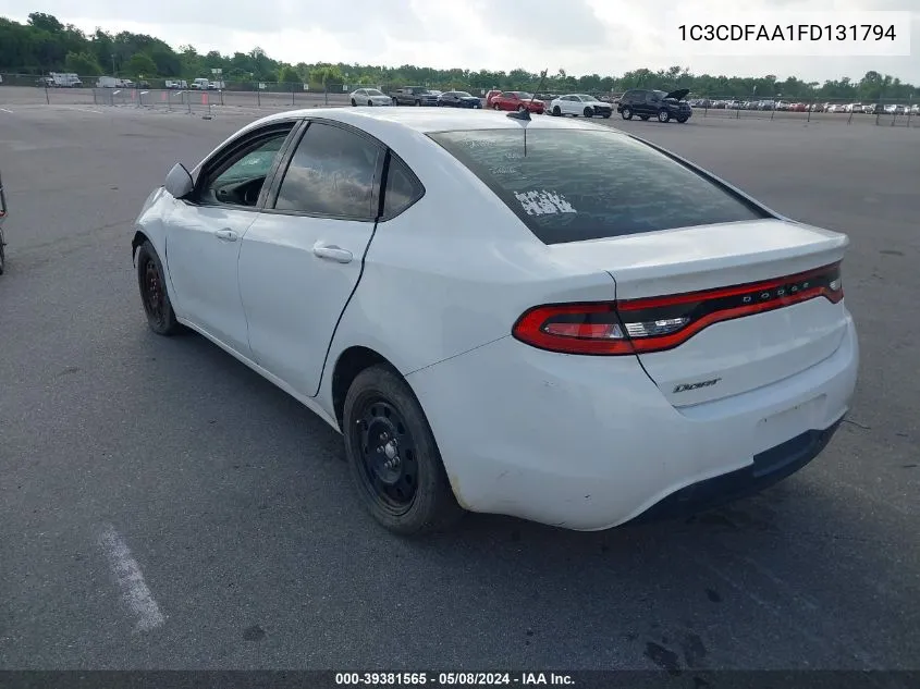 2015 Dodge Dart Se VIN: 1C3CDFAA1FD131794 Lot: 39381565