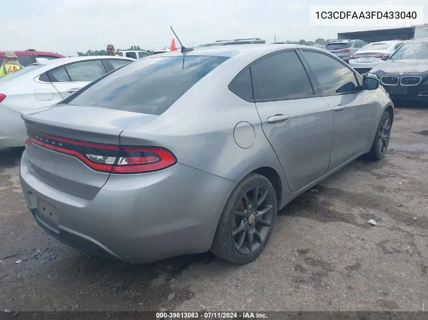 2015 Dodge Dart Se VIN: 1C3CDFAA3FD433040 Lot: 39813083