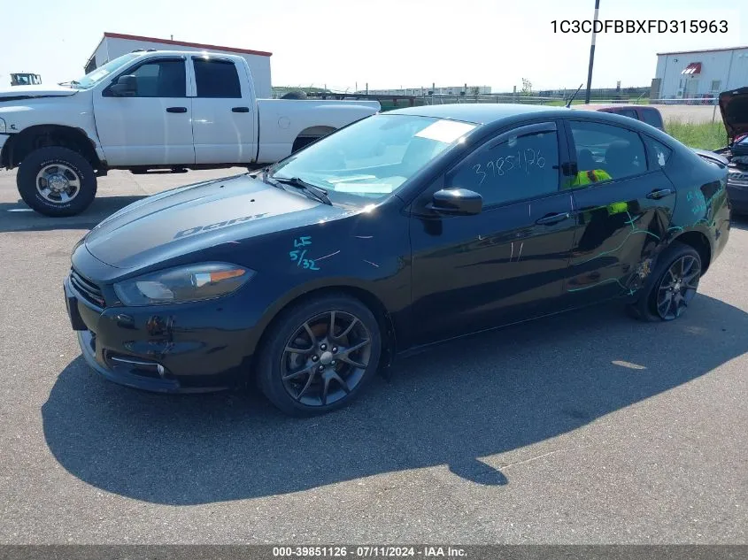 2015 Dodge Dart Sxt VIN: 1C3CDFBBXFD315963 Lot: 39851126