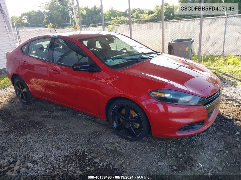 2015 Dodge Dart Sxt VIN: 1C3CDFBB5FD407143 Lot: 40139493