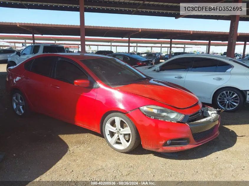 2015 Dodge Dart Gt VIN: 1C3CDFEB4FD352695 Lot: 40200536