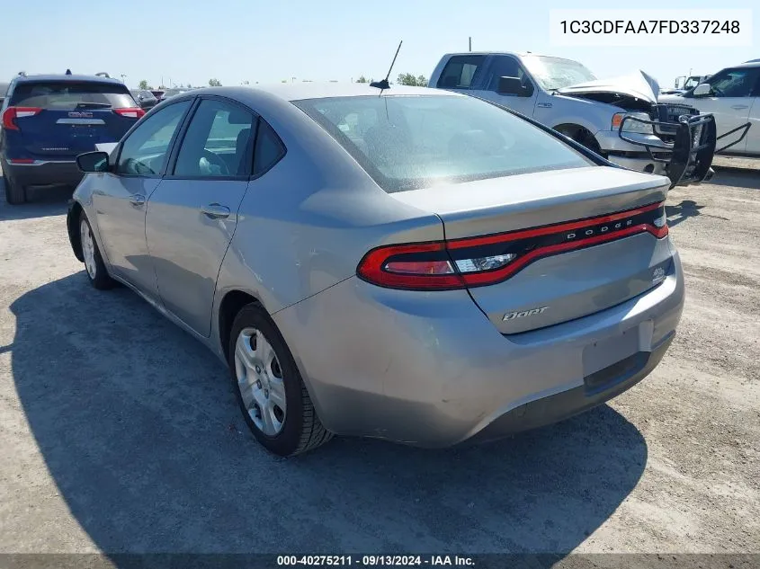 2015 Dodge Dart Se VIN: 1C3CDFAA7FD337248 Lot: 40275211