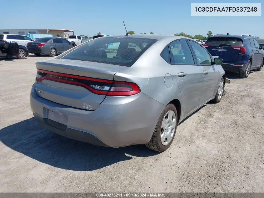 2015 Dodge Dart Se VIN: 1C3CDFAA7FD337248 Lot: 40275211