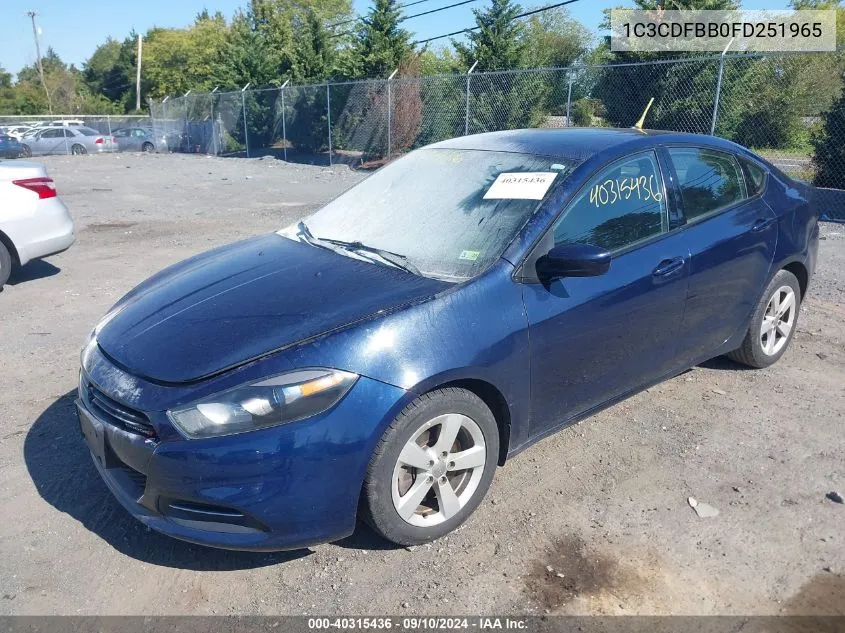 2015 Dodge Dart Sxt VIN: 1C3CDFBB0FD251965 Lot: 40315436