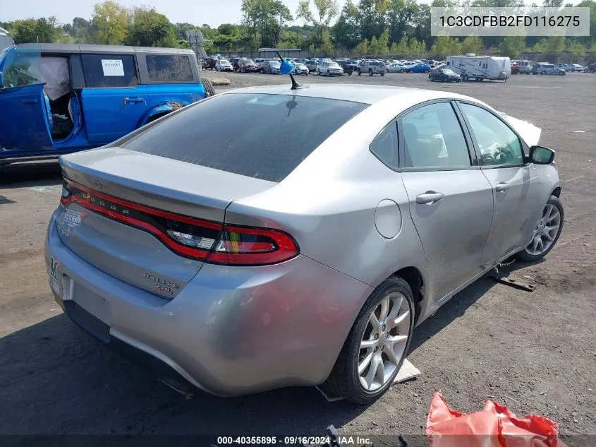 2015 Dodge Dart Sxt VIN: 1C3CDFBB2FD116275 Lot: 40355895