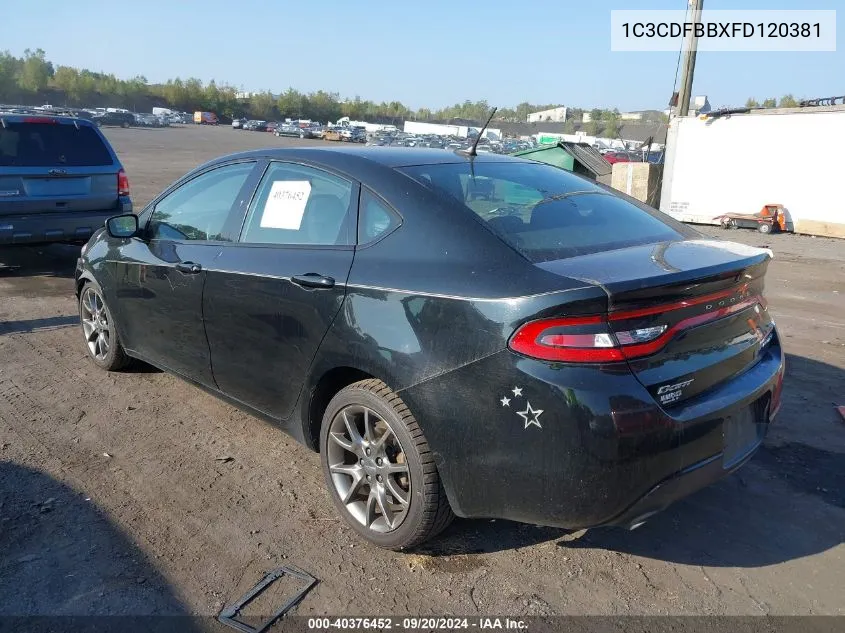 2015 Dodge Dart Sxt VIN: 1C3CDFBBXFD120381 Lot: 40376452