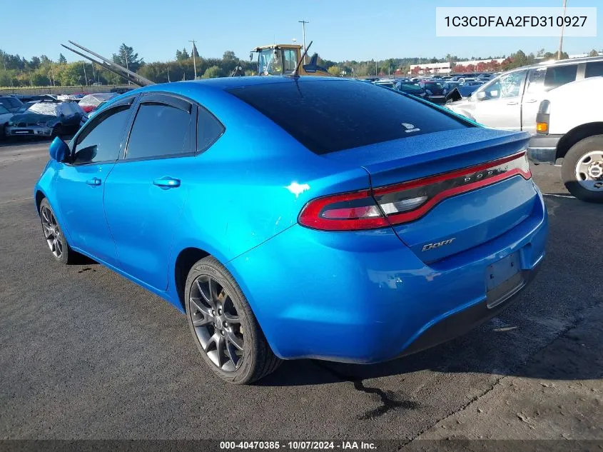 2015 Dodge Dart Se VIN: 1C3CDFAA2FD310927 Lot: 40470385