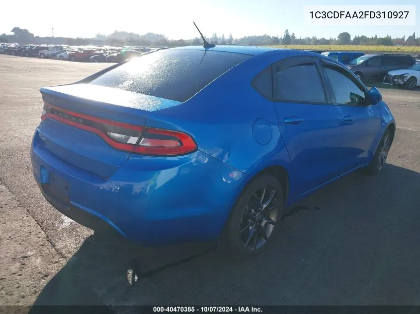 2015 Dodge Dart Se VIN: 1C3CDFAA2FD310927 Lot: 40470385