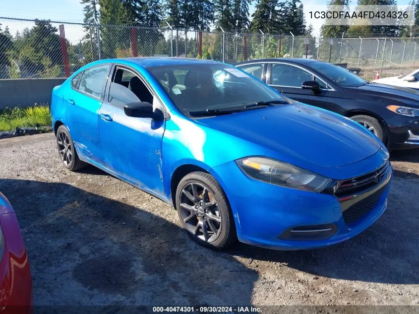 2015 Dodge Dart Se VIN: 1C3CDFAA4FD434326 Lot: 40474301