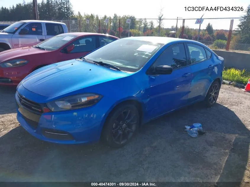 2015 Dodge Dart Se VIN: 1C3CDFAA4FD434326 Lot: 40474301