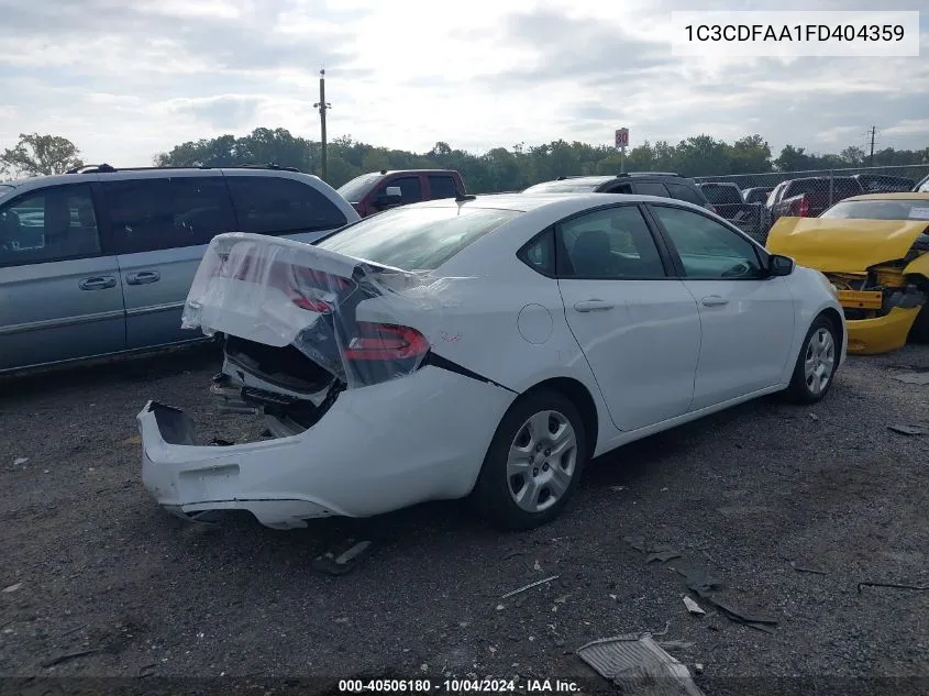 2015 Dodge Dart Se VIN: 1C3CDFAA1FD404359 Lot: 40506180