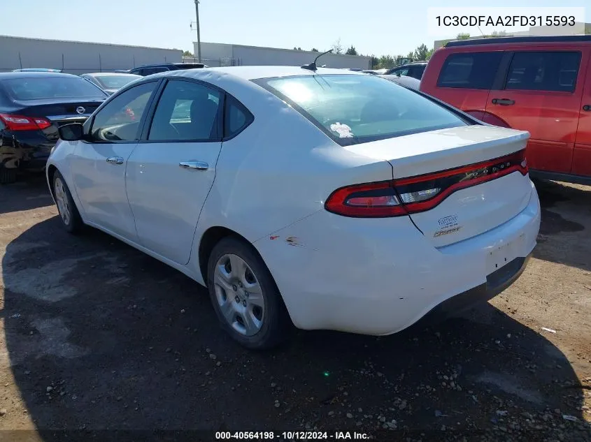 2015 Dodge Dart Se VIN: 1C3CDFAA2FD315593 Lot: 40564198