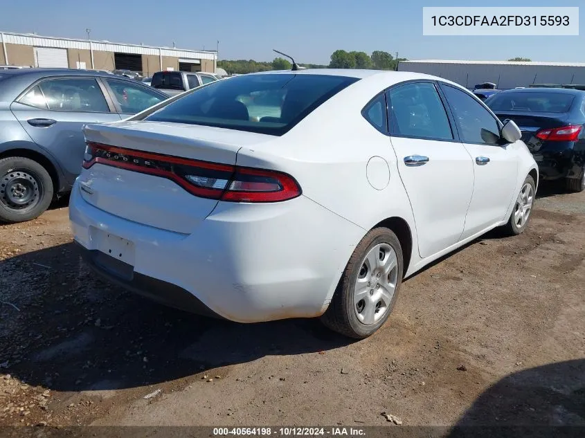 2015 Dodge Dart Se VIN: 1C3CDFAA2FD315593 Lot: 40564198