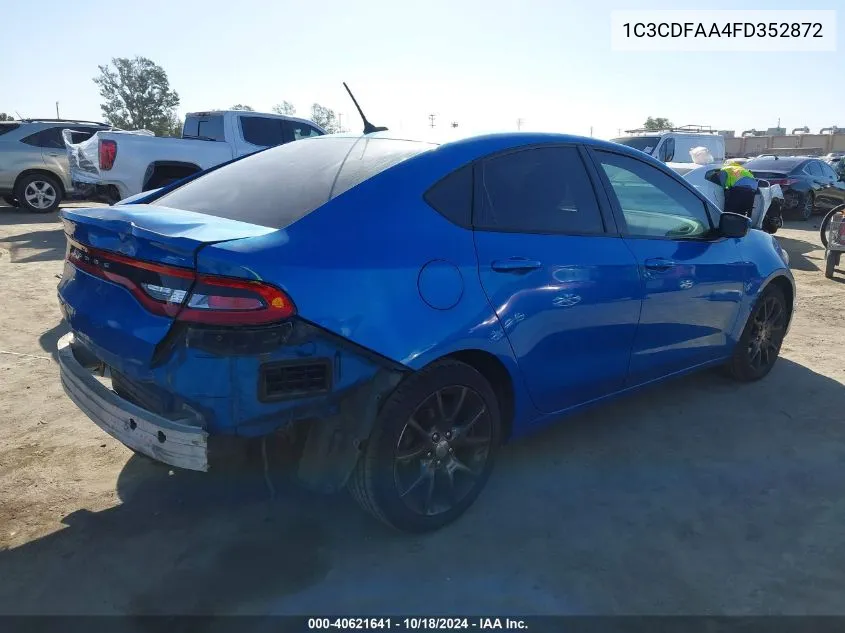 2015 Dodge Dart Se VIN: 1C3CDFAA4FD352872 Lot: 40621641