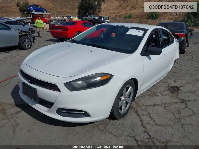 2015 Dodge Dart Sxt VIN: 1C3CDFBB4FD187042 Lot: 40647386