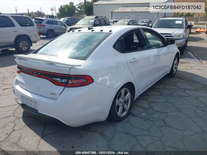 2015 Dodge Dart Sxt VIN: 1C3CDFBB4FD187042 Lot: 40647386