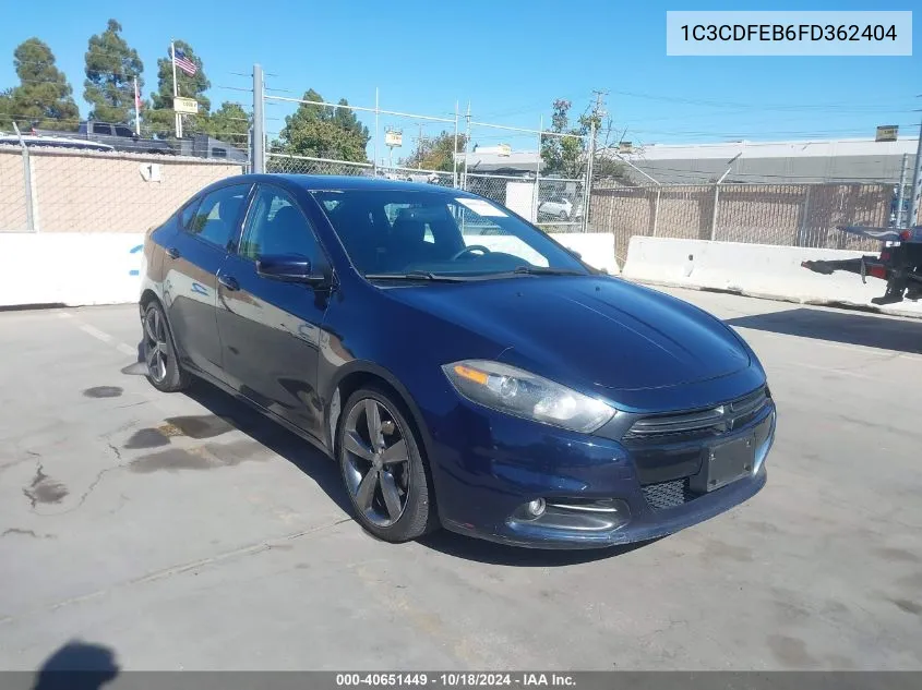 2015 Dodge Dart Gt VIN: 1C3CDFEB6FD362404 Lot: 40651449