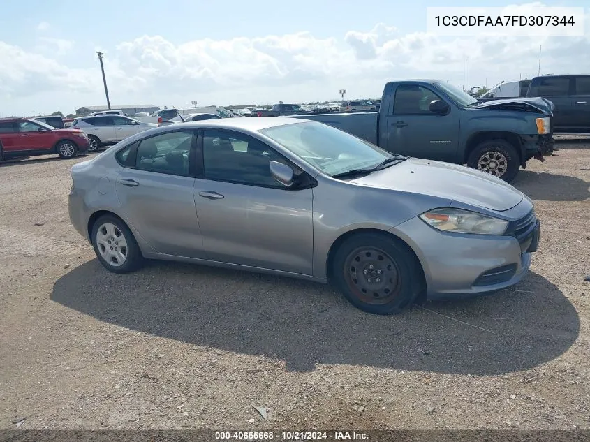 2015 Dodge Dart Se VIN: 1C3CDFAA7FD307344 Lot: 40655668