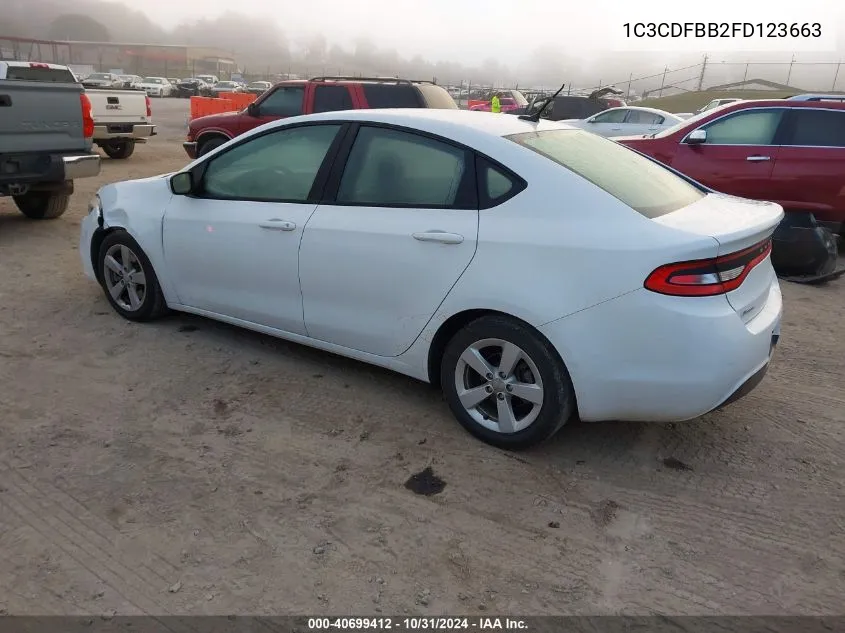 2015 Dodge Dart Sxt VIN: 1C3CDFBB2FD123663 Lot: 40699412