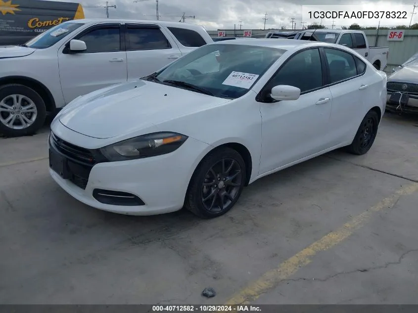 2015 Dodge Dart Se VIN: 1C3CDFAA0FD378322 Lot: 40712582