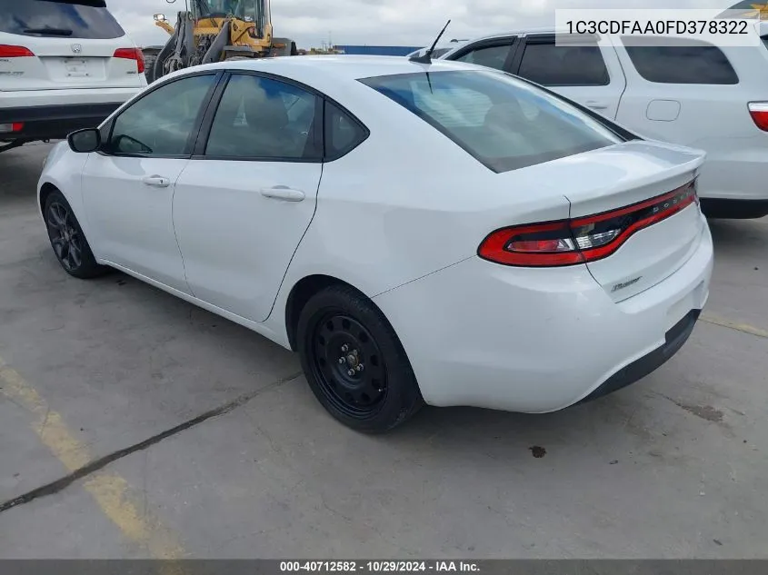 2015 Dodge Dart Se VIN: 1C3CDFAA0FD378322 Lot: 40712582