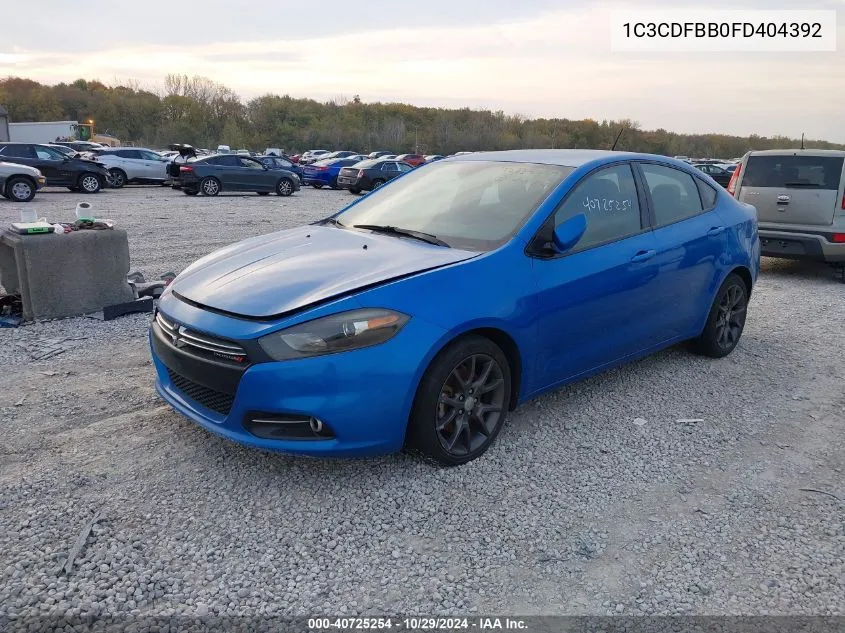 2015 Dodge Dart Sxt VIN: 1C3CDFBB0FD404392 Lot: 40725254