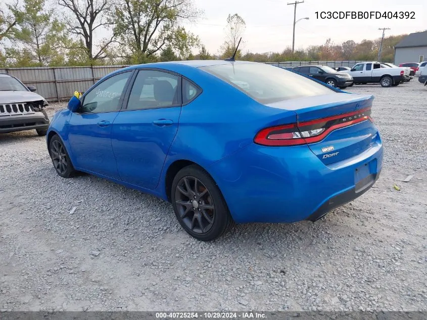 2015 Dodge Dart Sxt VIN: 1C3CDFBB0FD404392 Lot: 40725254