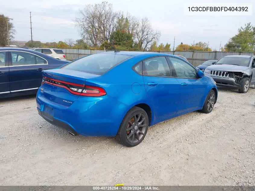 2015 Dodge Dart Sxt VIN: 1C3CDFBB0FD404392 Lot: 40725254