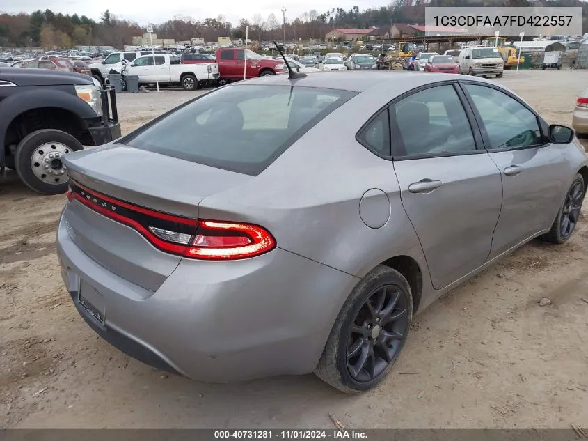 2015 Dodge Dart Se VIN: 1C3CDFAA7FD422557 Lot: 40731281