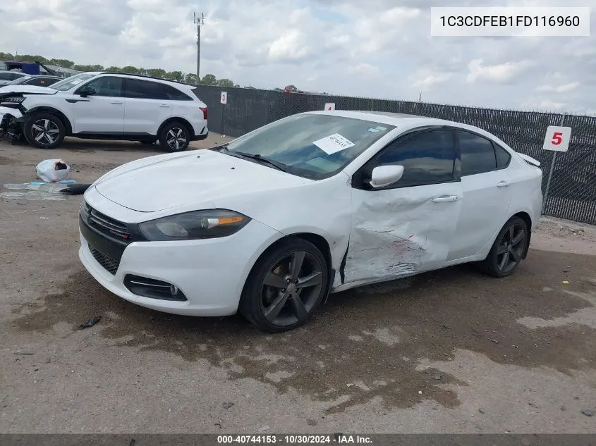 2015 Dodge Dart Gt VIN: 1C3CDFEB1FD116960 Lot: 40744153