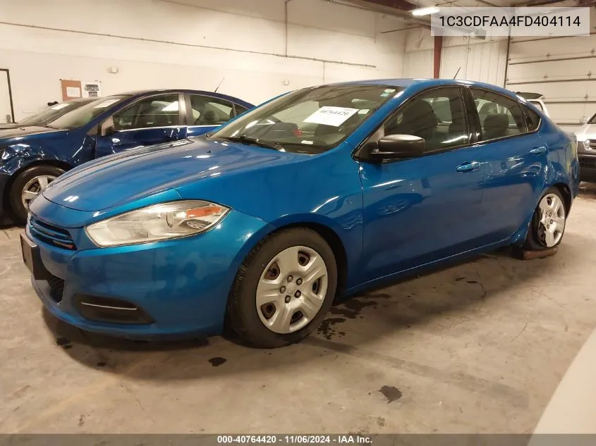 2015 Dodge Dart Se VIN: 1C3CDFAA4FD404114 Lot: 40764420