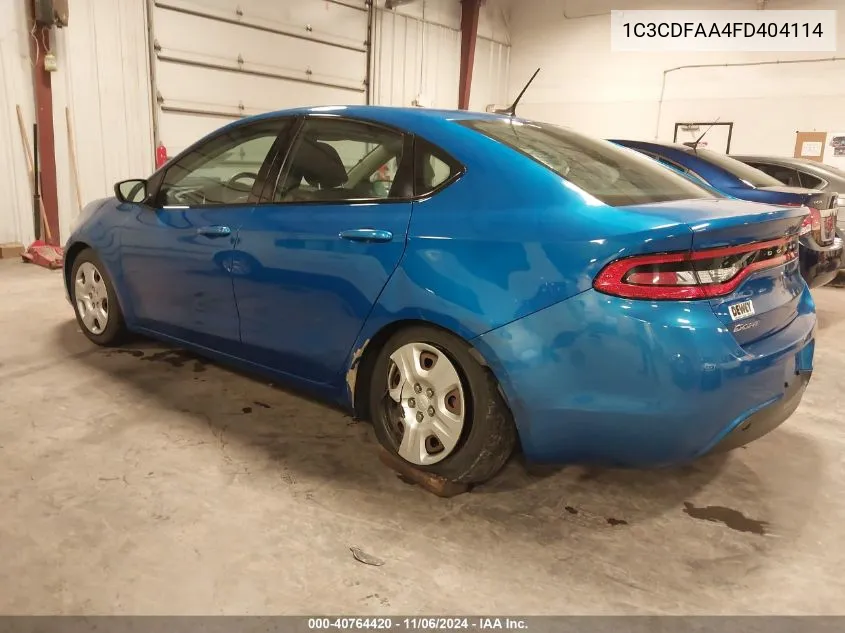 2015 Dodge Dart Se VIN: 1C3CDFAA4FD404114 Lot: 40764420