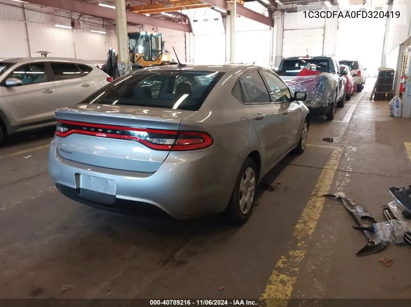 2015 Dodge Dart Se VIN: 1C3CDFAA0FD320419 Lot: 40789216