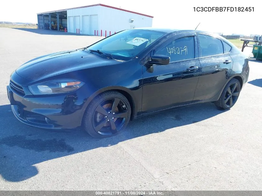 2015 Dodge Dart Sxt VIN: 1C3CDFBB7FD182451 Lot: 40821791