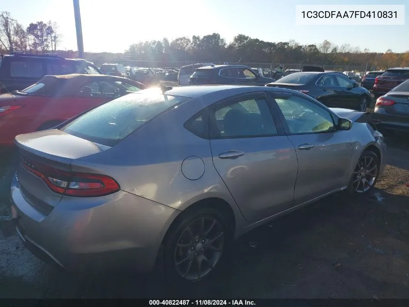 2015 Dodge Dart Se VIN: 1C3CDFAA7FD410831 Lot: 40822487