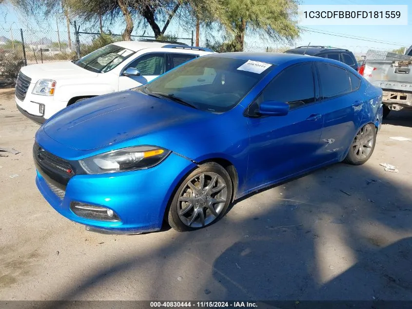 2015 Dodge Dart Sxt VIN: 1C3CDFBB0FD181559 Lot: 40830444