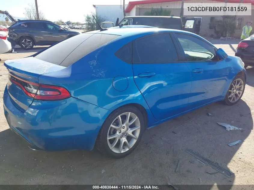 2015 Dodge Dart Sxt VIN: 1C3CDFBB0FD181559 Lot: 40830444