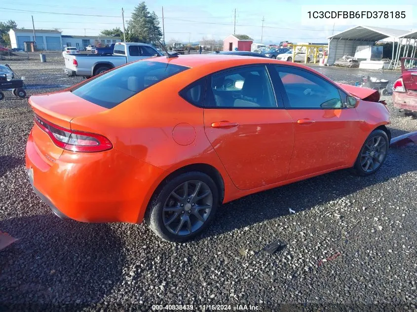 2015 Dodge Dart Sxt VIN: 1C3CDFBB6FD378185 Lot: 40838439