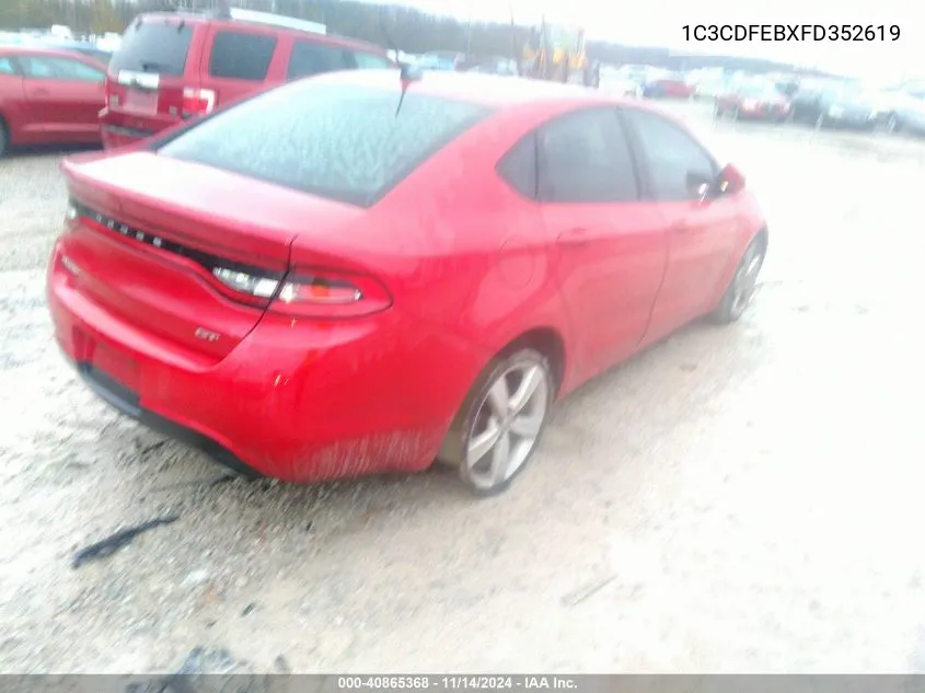 2015 Dodge Dart Gt VIN: 1C3CDFEBXFD352619 Lot: 40865368