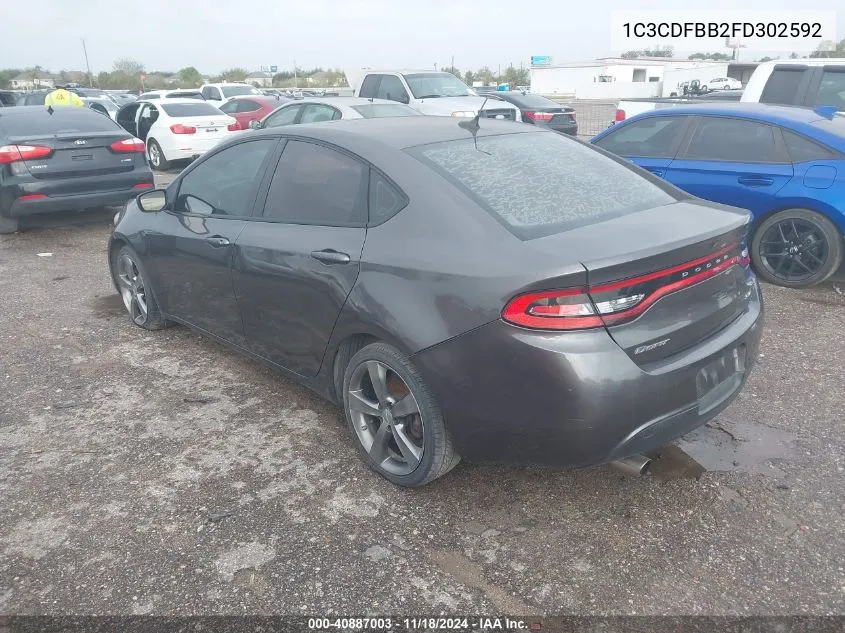 2015 Dodge Dart Sxt VIN: 1C3CDFBB2FD302592 Lot: 40887003