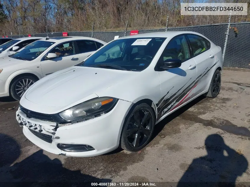 2015 Dodge Dart Sxt VIN: 1C3CDFBB2FD344650 Lot: 40887363