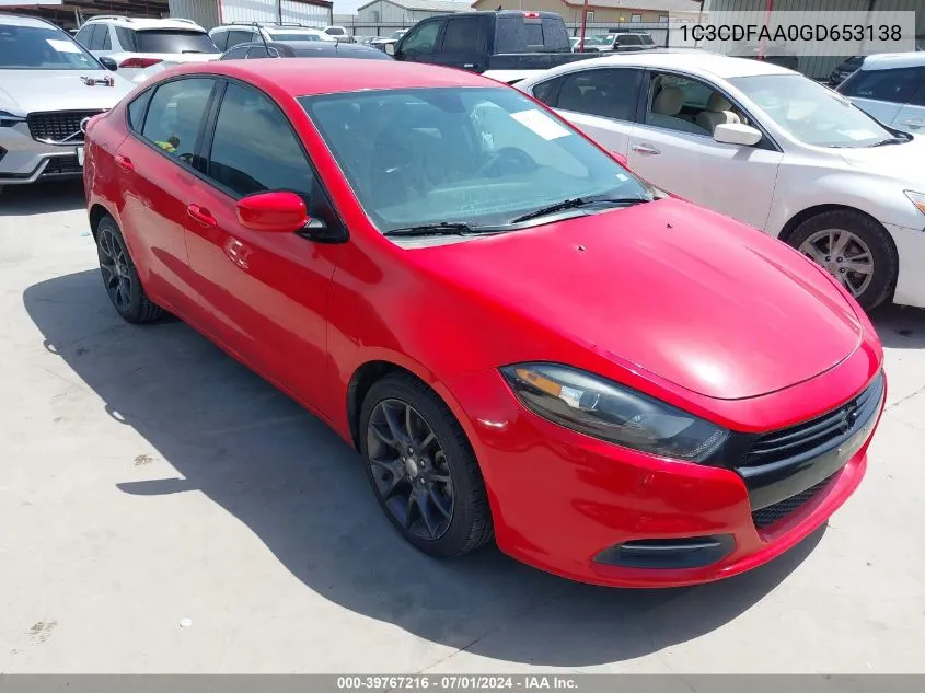 2016 Dodge Dart Se VIN: 1C3CDFAA0GD653138 Lot: 39767216