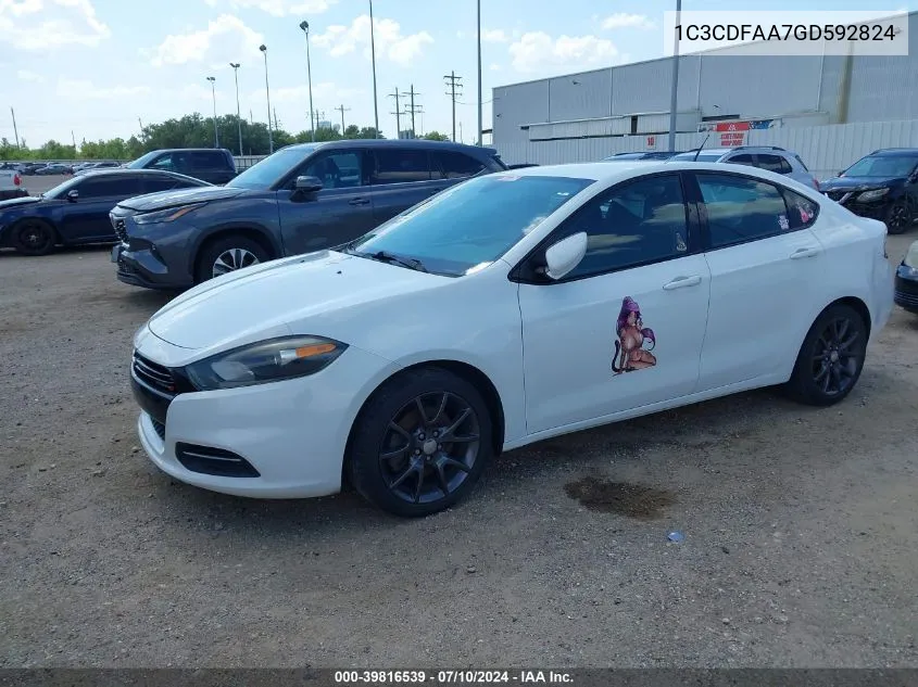 2016 Dodge Dart Se VIN: 1C3CDFAA7GD592824 Lot: 39816539