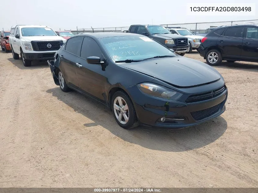 2016 Dodge Dart Sxt Sport Rallye VIN: 1C3CDFFA2GD803498 Lot: 39937977