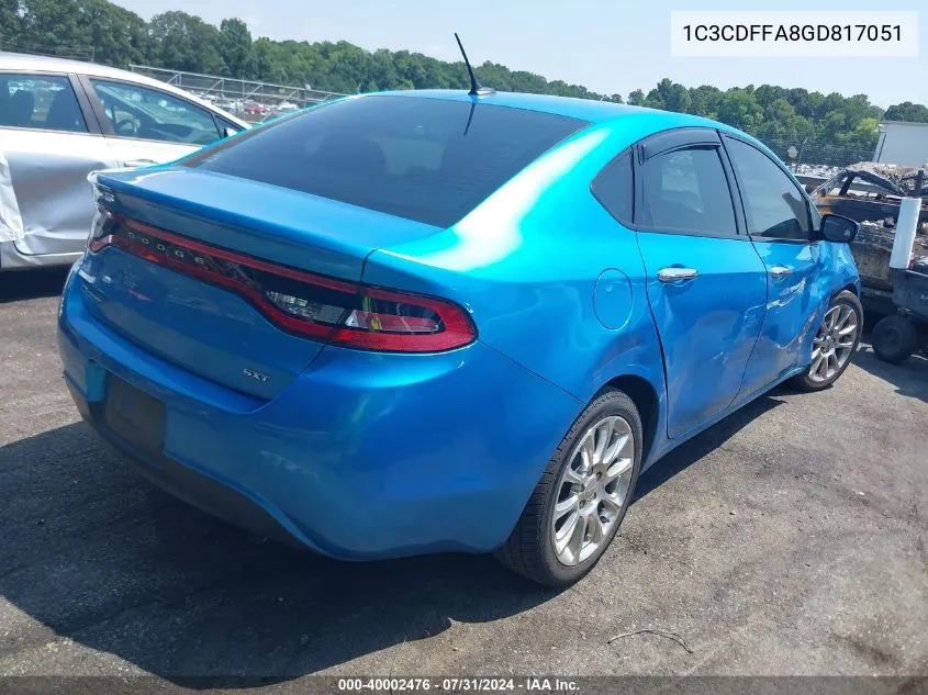 2016 Dodge Dart Sxt Sport VIN: 1C3CDFFA8GD817051 Lot: 40002476