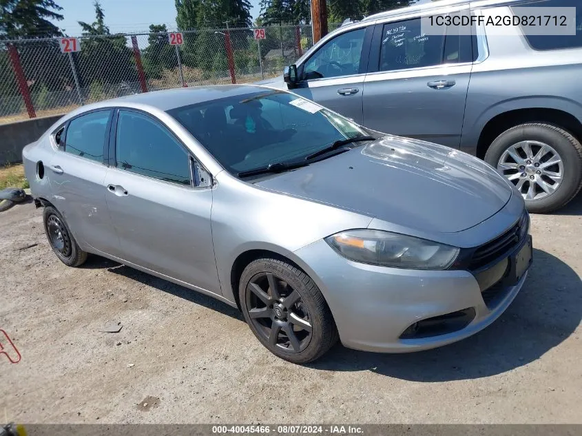 2016 Dodge Dart Sxt Sport Blacktop VIN: 1C3CDFFA2GD821712 Lot: 40045466