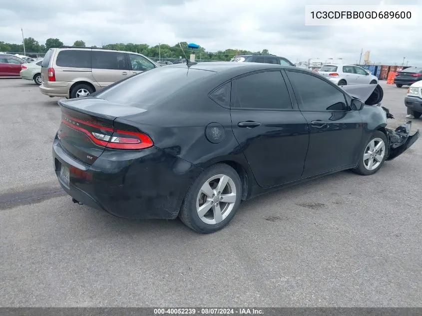 2016 Dodge Dart Sxt VIN: 1C3CDFBB0GD689600 Lot: 40052239