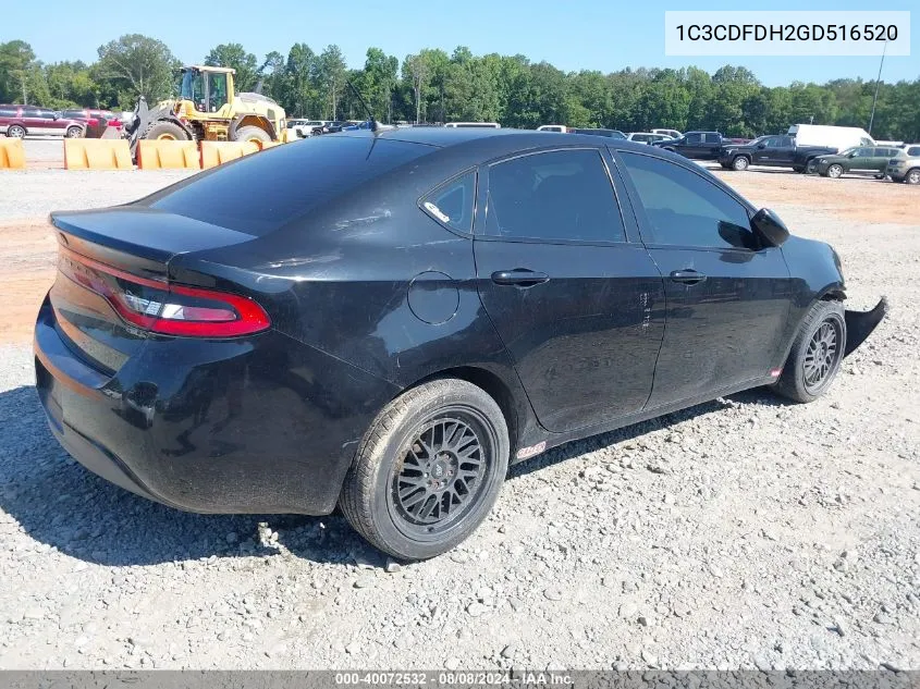 2016 Dodge Dart Aero VIN: 1C3CDFDH2GD516520 Lot: 40072532